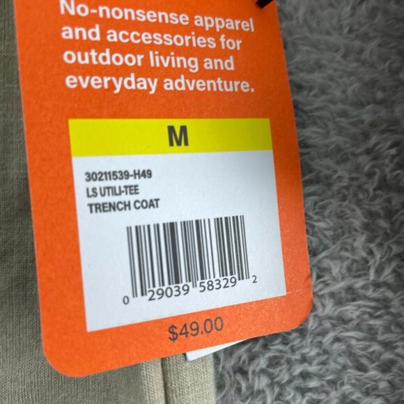 Bass Outdoor Long Sleeve Utility Tee Trench Coat Color Medium Size M NWT 4866 - Picture 7 of 9